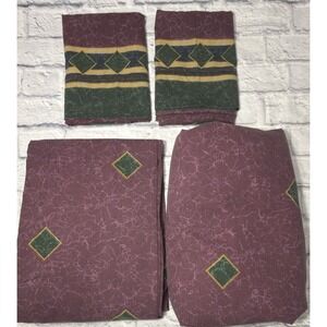 Springs Sheet Set Amalfi Jewel Tone Marble KING Burgundy 90s Vtg Diamond Geo